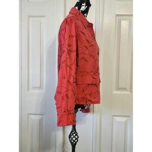 Jones New York Sport Coral Embroidered Floral Button‎ Front Jacket Womens Medium